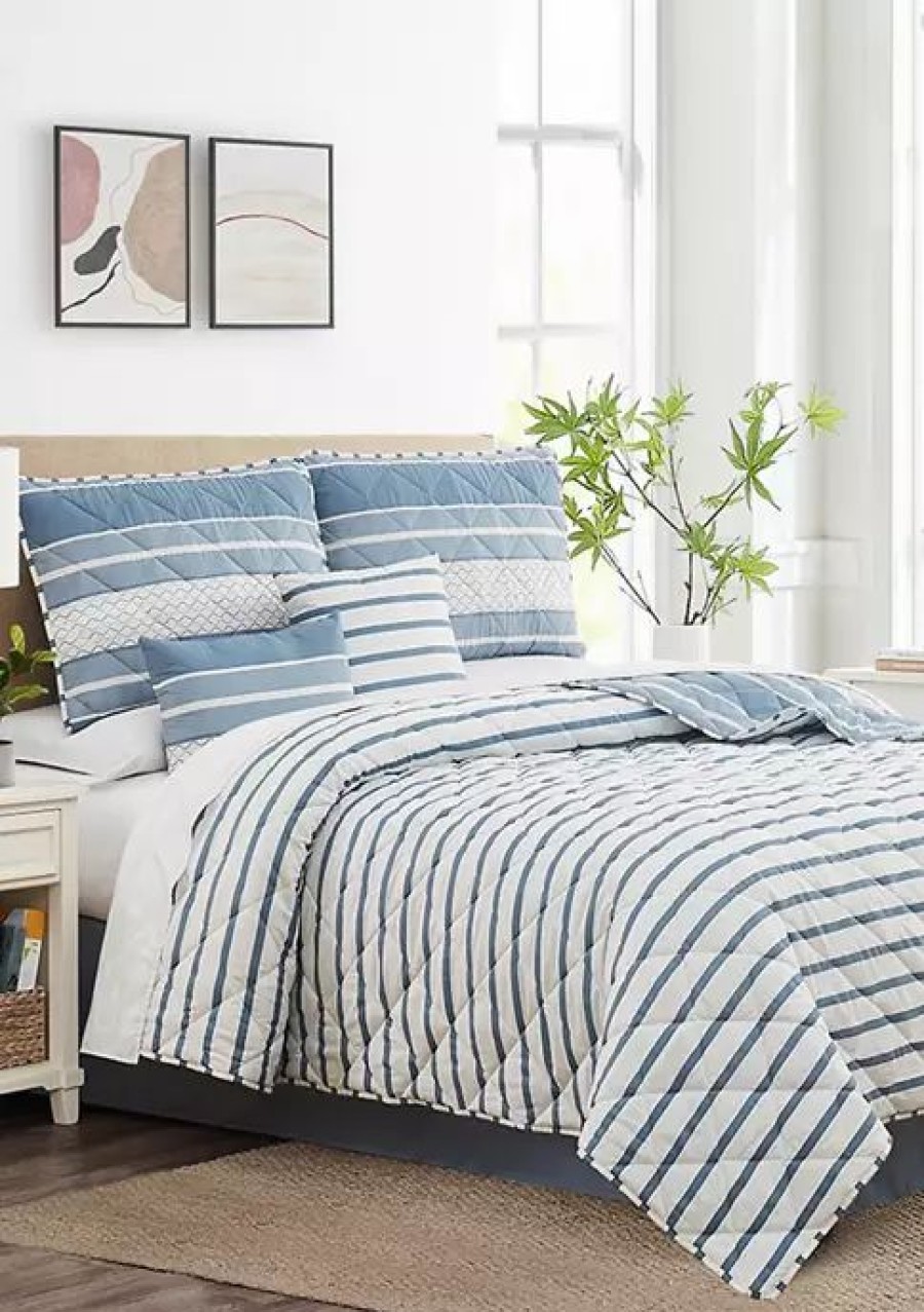 Bed & Bath * | Brand New Modern. Southern. Home. Chanson Quilt Set Blue