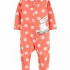 Kids * | Flash Sale Carter'S Baby Girls Bunny Zip Up Fleece Sleep & Play One Piece Pink