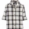 Kids * | Budget Carter'S Toddler Boys Black And White Woven Plaid Shirt Plaid (981