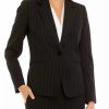 Women * | Discount Kasper Women'S Long Sleeve Pinstripe One Button Jacket Black Combo