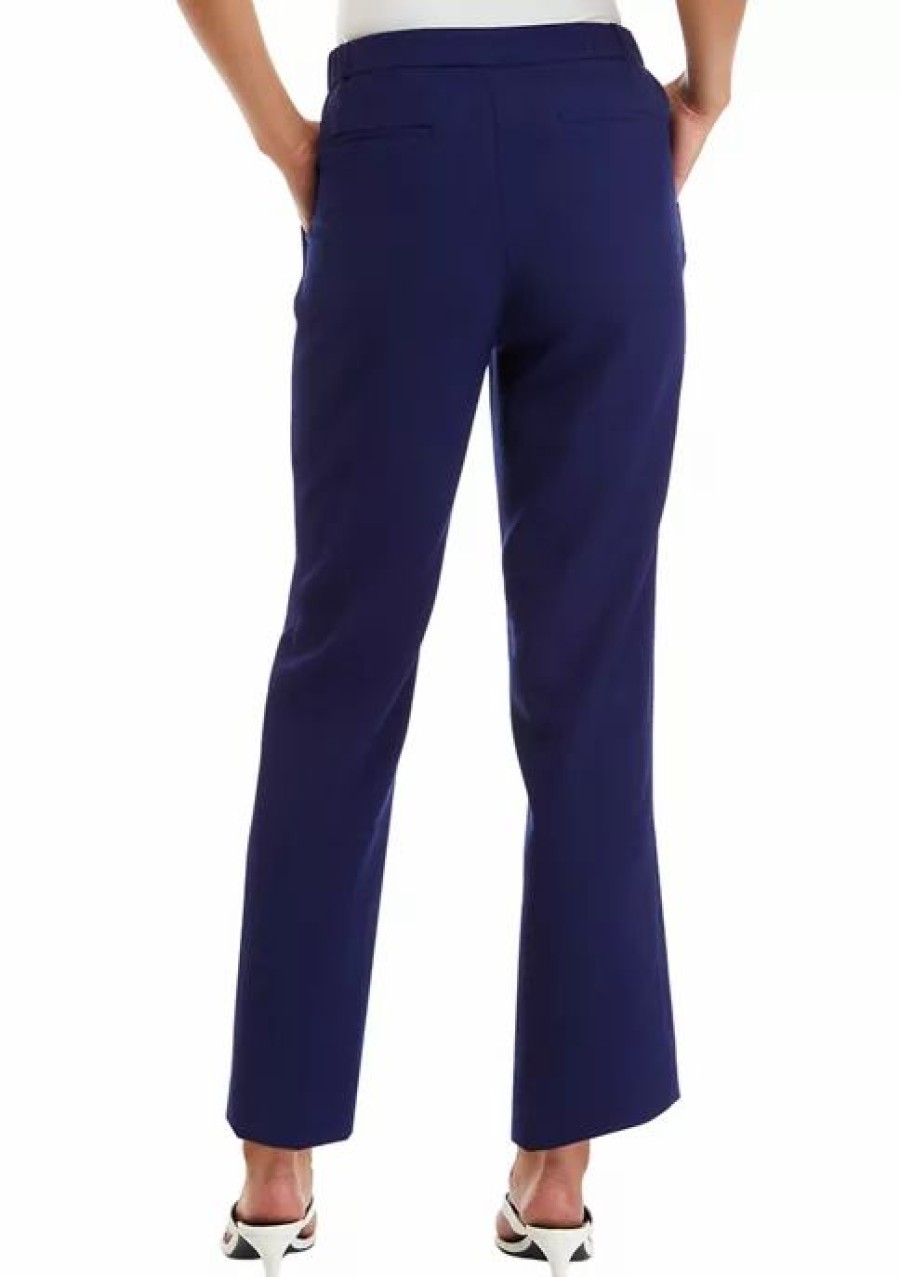 Women * | Cheap Kasper Petite Elastic Back Trouser Pants Kasper Navy