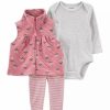 Kids * | Best Pirce Carter'S Baby Girls 3 Piece Floral Little Vest Set Pink (650)