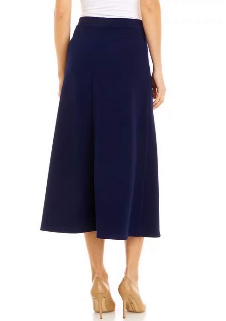 Women * | Cheap Kasper Women'S Pull On Crosshatch Solid Maxi Skirt Kasper Navy