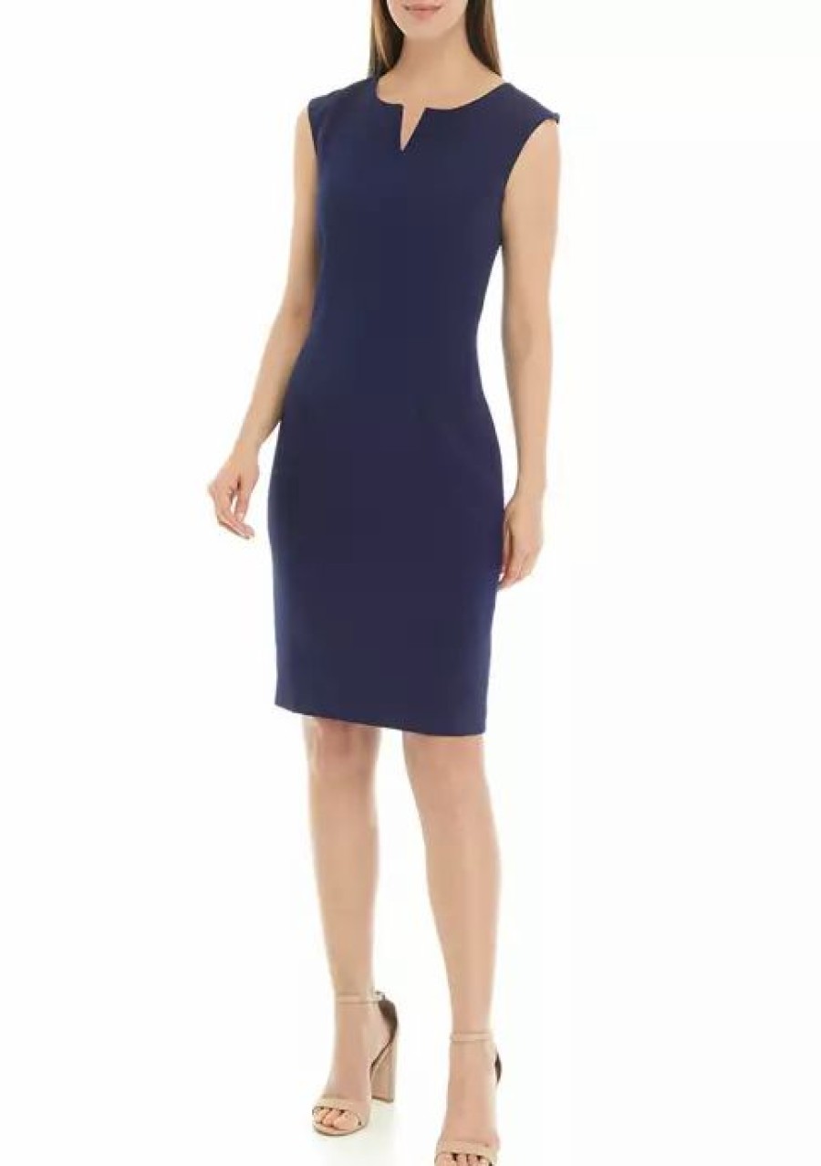 Women * | Best Pirce Kasper Women'S Sleeveless V-Neck Sheath Dress