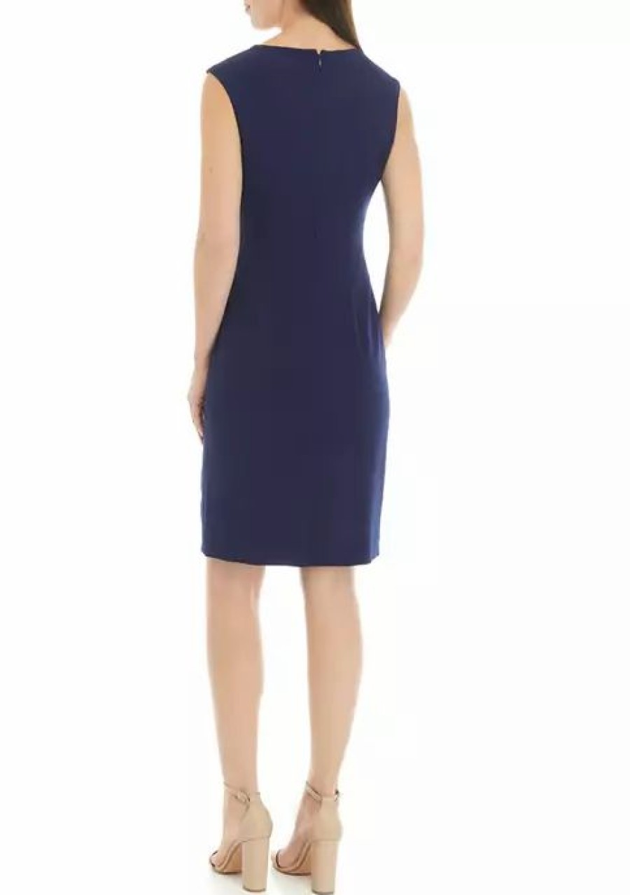 Women * | Best Pirce Kasper Women'S Sleeveless V-Neck Sheath Dress