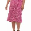 Women * | Deals Kasper Plus Size Printed Knit Midi Skirt Pink Perfection Combo