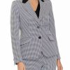 Women * | Budget Kasper Women'S Long Sleeve Houdstooth 2 Button Jacket Black/White