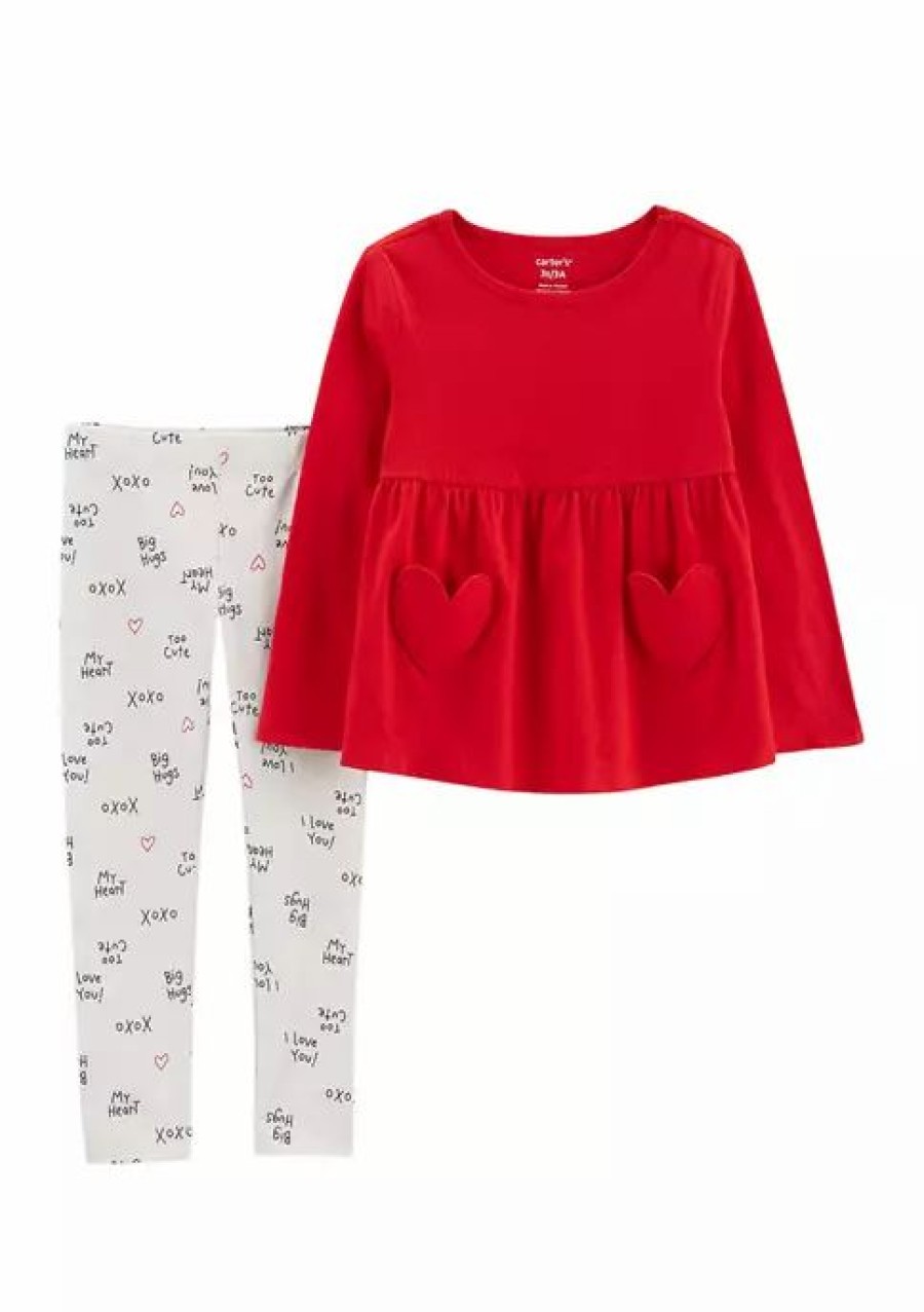 Sets * | Best Sale Carter'S Toddler Girls 2 Piece Heart Leggings Set Assorted (