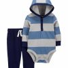 Kids * | Discount Carter'S Baby Boys 2-Piece Hooded Bodysuit Pant Set Stripe