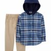 Kids * | Best Reviews Of Carter'S Baby Boys Hooded Flannel Shirt And Pants Set Assorted