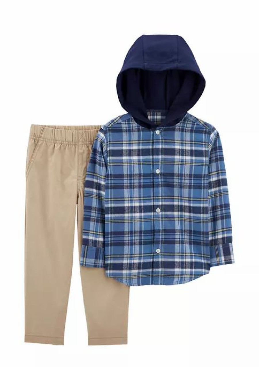 Kids * | Best Reviews Of Carter'S Baby Boys Hooded Flannel Shirt And Pants Set Assorted