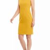 Women * | Brand New Kasper Women'S Cap Sleeve Seamed Solid Crepe Sheath Dress Marigold