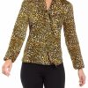 Women * | Cheapest Kasper Women'S Long Sleeve Tie Neck Animal Print Blouse Marigold Combo