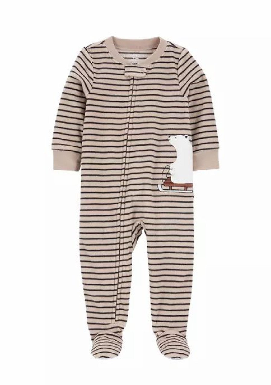 Kids * | Outlet Carter'S Baby Boys 1-Piece Bear Fleece Footie Pjs Print (969