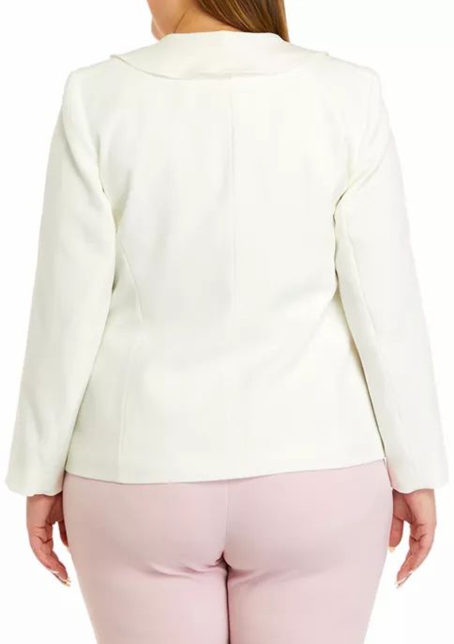 Women * | Cheap Kasper Long Sleeve Ruffle Front 2 Button Jacket