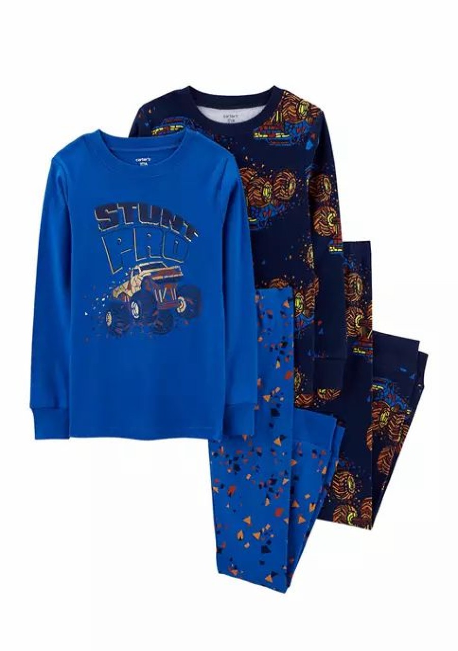 Kids * | Best Reviews Of Carter'S Boys 8-20 4 Piece Truck Snug Fit Cotton Pajama Set Print