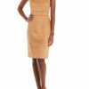 Women * | Wholesale Kasper Women'S Sleeveless Seam Waist Scuba Suede Sheath Dress Doe