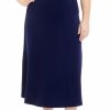 Women * | Best Reviews Of Kasper Plus Size Pull On Crosshatch Solid Maxi Skirt Kasper Navy