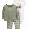 Kids * | Best Sale Carter'S Baby Boys 3-Piece Little Cardigan Set Green