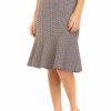 Women * | Budget Kasper Petite Tweed Flounce Hem Skirt Fire Red Multi