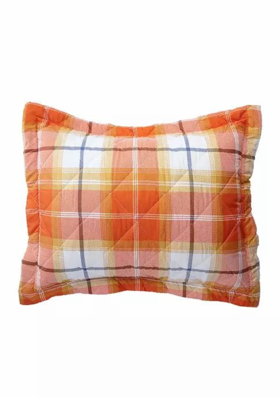 Bed & Bath * | Discount Modern. Southern. Home. Harvest Plaid Reversible 3-Piece Quilt Set Orange