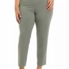 Women * | Hot Sale Kasper Plus Size Straight Leg Pull On Pants Sea Stone