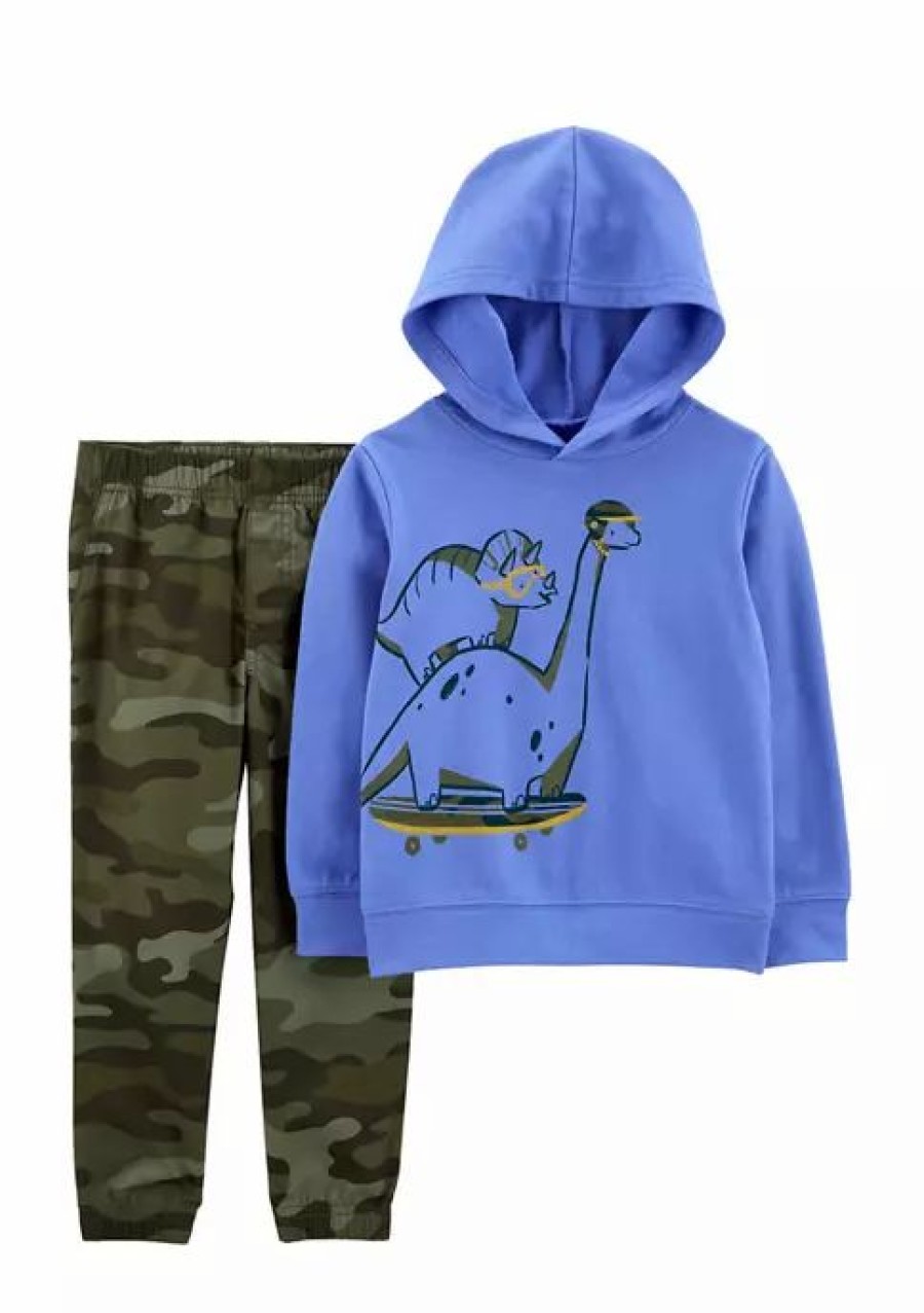 Sets * | Promo Carter'S Toddler Boys 2 Piece Dinosaur Hoodie And Joggers Set Assorted (