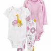 Kids * | Best Pirce Carter'S Baby Girls 3-Piece Safari Animals Little Character Set Purple