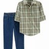 Kids * | Outlet Carter'S Baby Boys Green Plaid Set Assorted