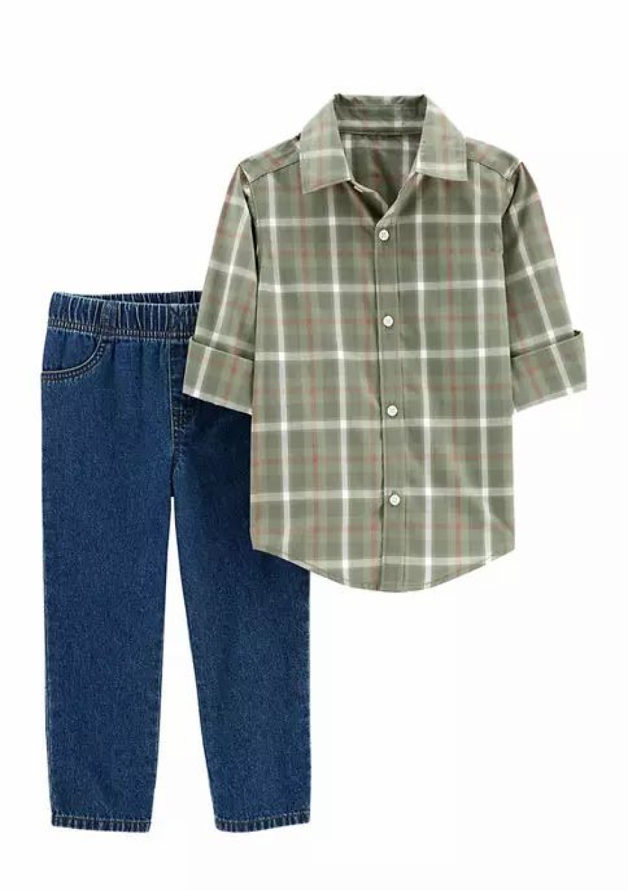 Kids * | Outlet Carter'S Baby Boys Green Plaid Set Assorted