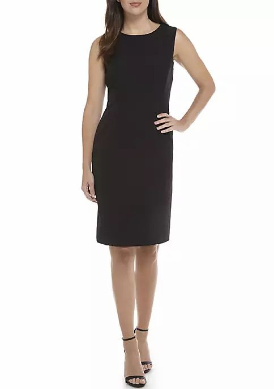 Women * | Outlet Kasper Women'S Sleeveless Crepe Sheath Dress Black