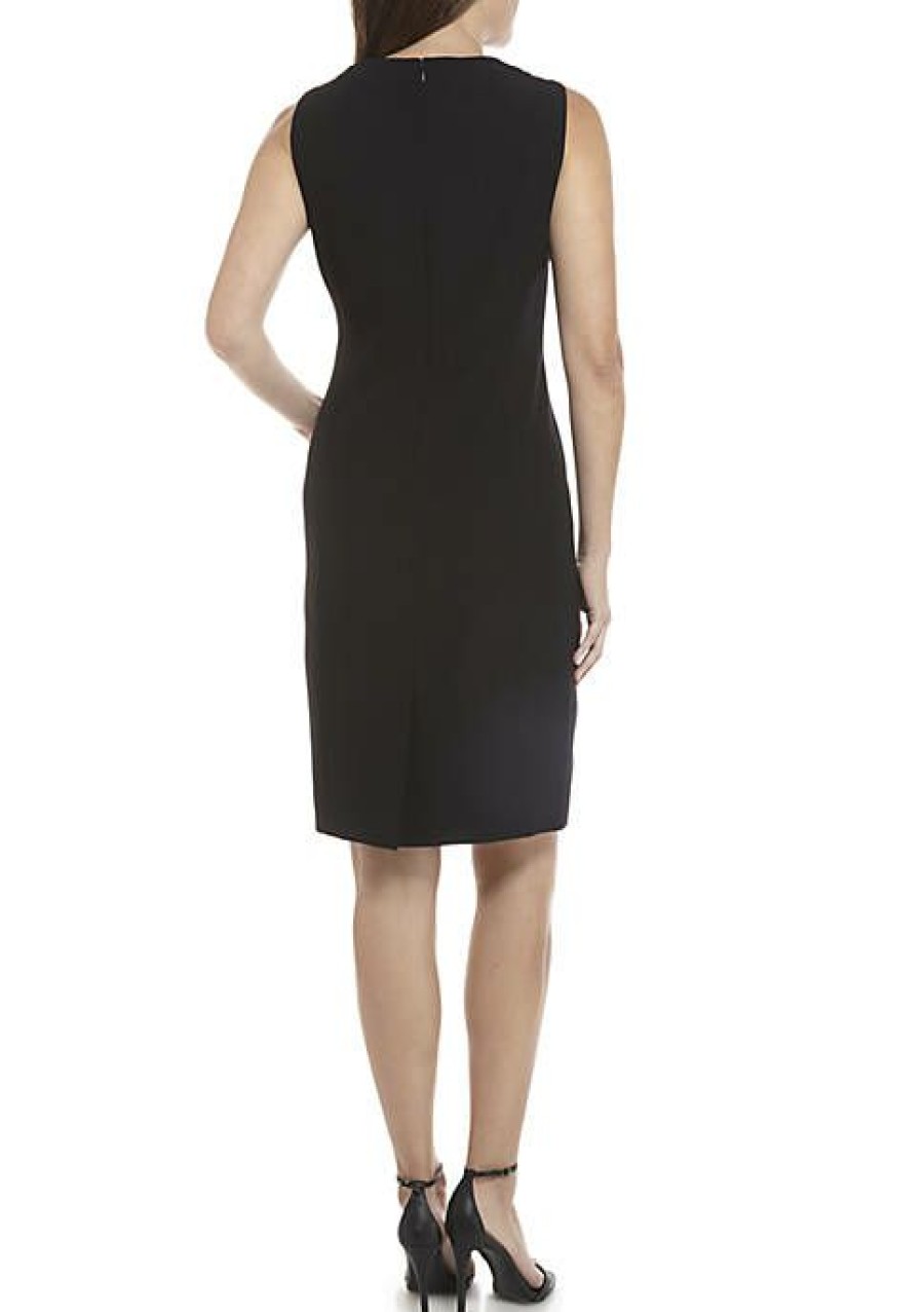 Women * | Outlet Kasper Women'S Sleeveless Crepe Sheath Dress Black