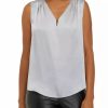 Women * | Discount Kasper Women'S Sleeveless Solid Woven Top Silver