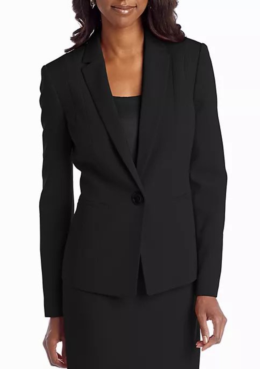 Women * | Deals Kasper Petite Single Button Jacket Black