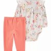 Kids * | Best Reviews Of Carter'S Baby Girls 2-Piece Floral Bodysuit Pant Set Gray (020)