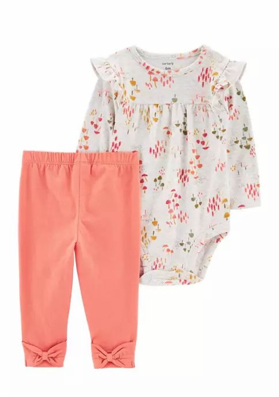 Kids * | Best Reviews Of Carter'S Baby Girls 2-Piece Floral Bodysuit Pant Set Gray (020)