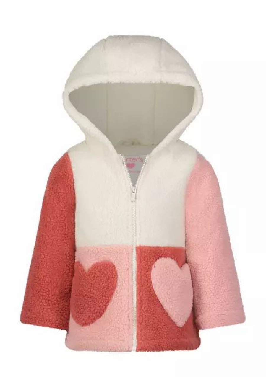 Kids * | Outlet Carter'S Toddler Girls Color Block Sherpa Jacket Pink