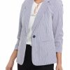 Women * | Budget Kasper Chambray Stripe Zip Pocket Jacket Chambray Multi