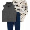 Kids * | Flash Sale Carter'S Baby Boys Vest Set Gray