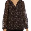 Women * | Best Pirce Kasper Women'S Blouson Sleeve Animal Print Woven Top Black Combo