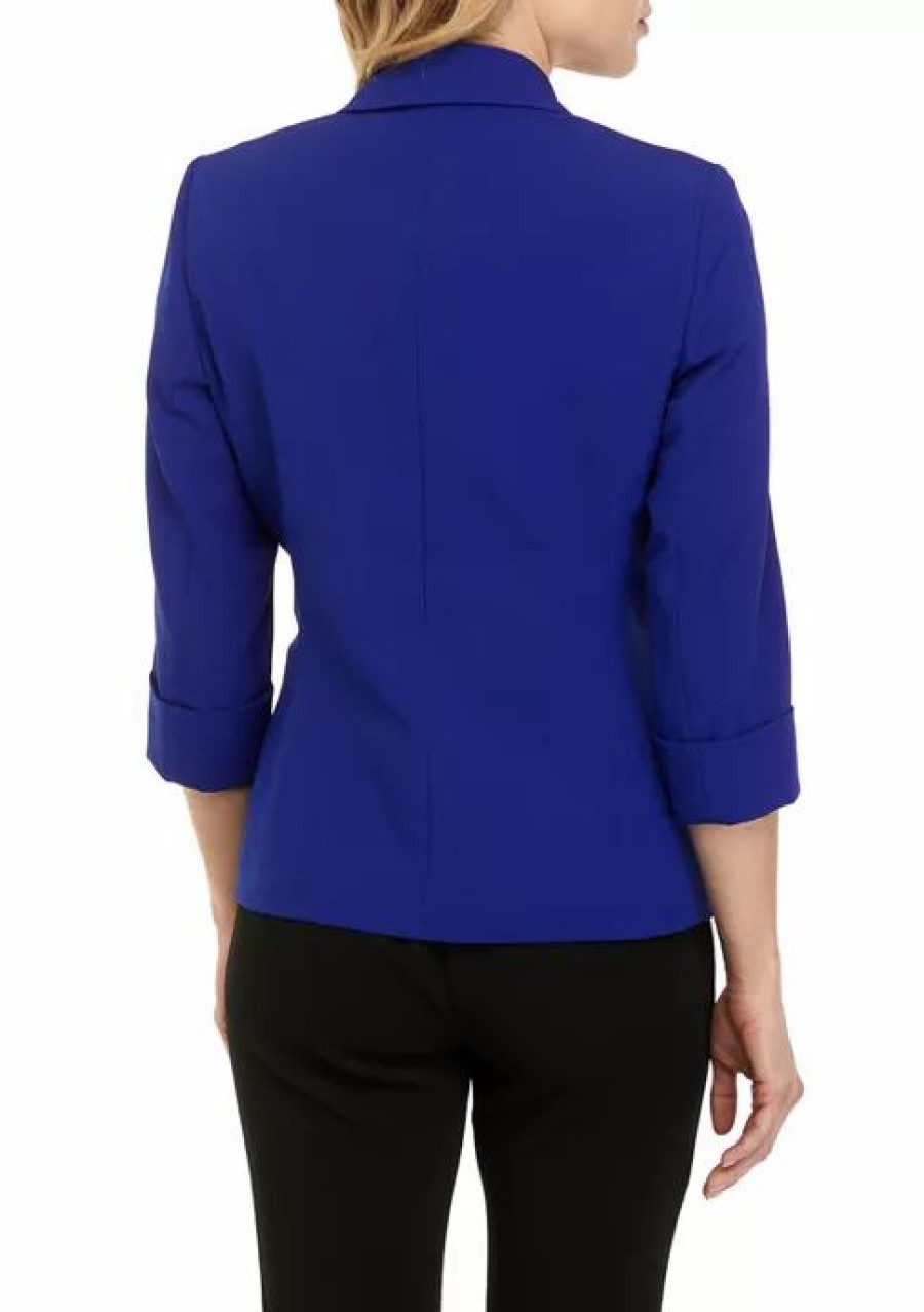 Women * | Budget Kasper Women'S Long Sleeve One Button Jacket Royal Blue