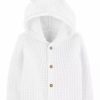 Kids * | Promo Carter'S Baby Boys Ear Hooded Sweater White