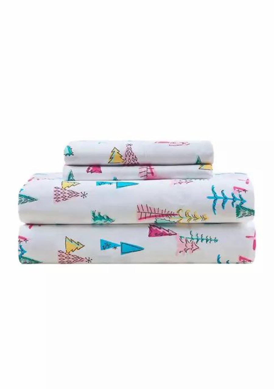 Bed & Bath * | Promo Modern. Southern. Home. Microfiber Whimsical North Pole Trees Sheet Set Multi