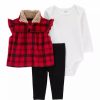 Kids * | Promo Carter'S Baby Boys 3-Piece Buffalo Check Vest Set Plaid