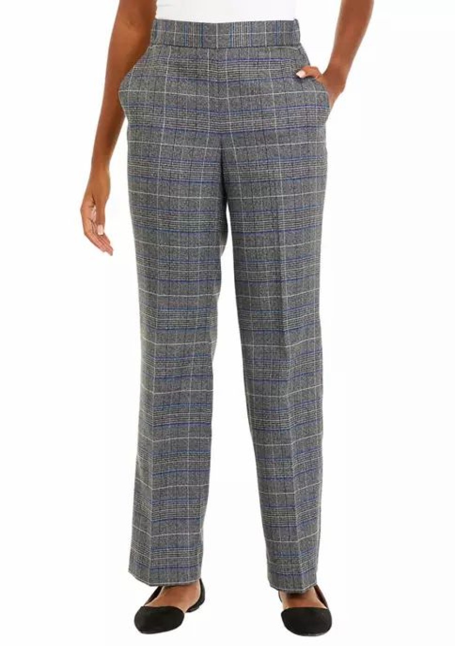 Women * | Best Deal Kasper Women'S Wide Leg Plaid Pants Royal Blue Combo