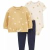 Kids * | Cheap Carter'S Baby Girls 3 Piece Popover Cardigan Set Yellow