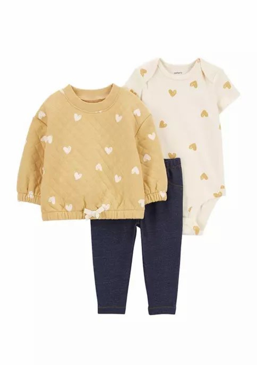 Kids * | Cheap Carter'S Baby Girls 3 Piece Popover Cardigan Set Yellow