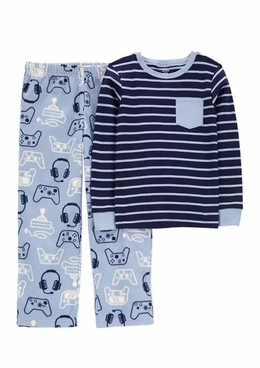 Kids * | Outlet Carter'S Boys 8-20 2-Piece Video Game Printed Pajama Set Blue