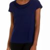 Women * | New Kasper Women'S Cap Sleeve Cowl Neck Solid Top Kasper Navy