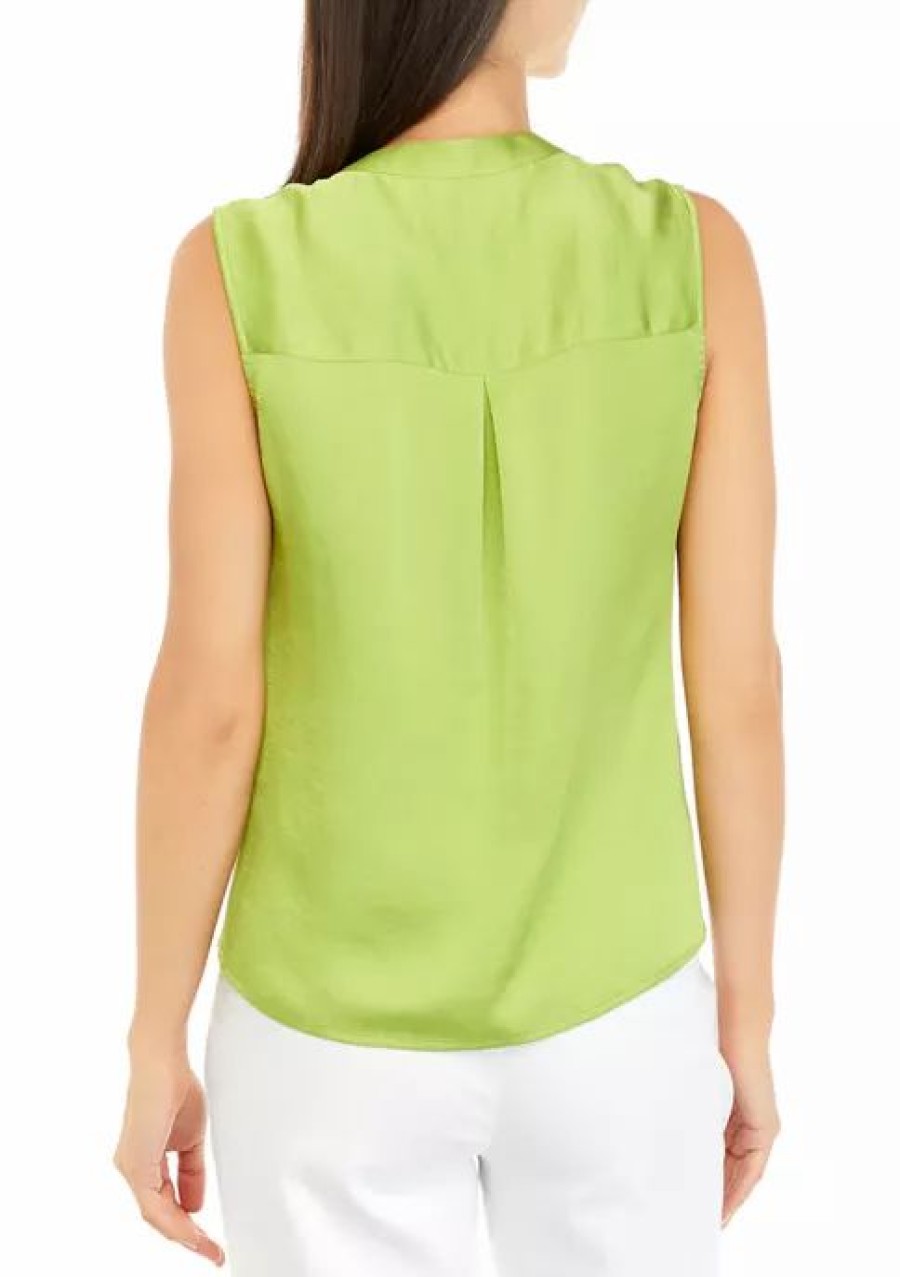 Women * | Flash Sale Kasper Women'S Sleeveless V-Neck Woven Blouse Kiwi